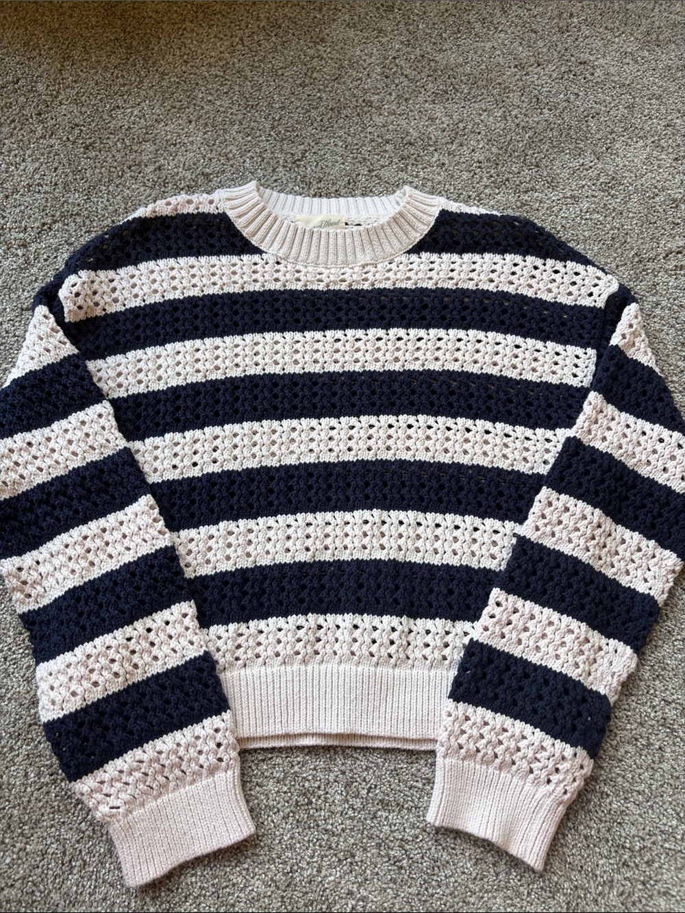 Striped Open-Knit Sweater